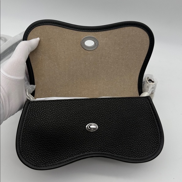 Coach Wavy Dinky Crossbody Shoulder Bag In Coachtopia Leather Black - Picture 6 of 16